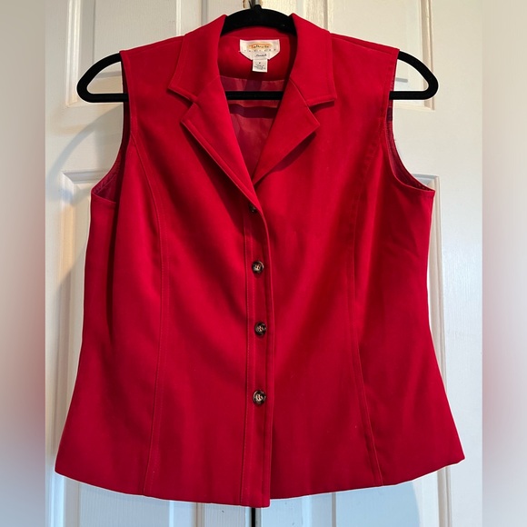 TALBOTS Stretchy  Red❤️Vest, Wood Look Buttons & Linee in Red - Picture 1 of 6